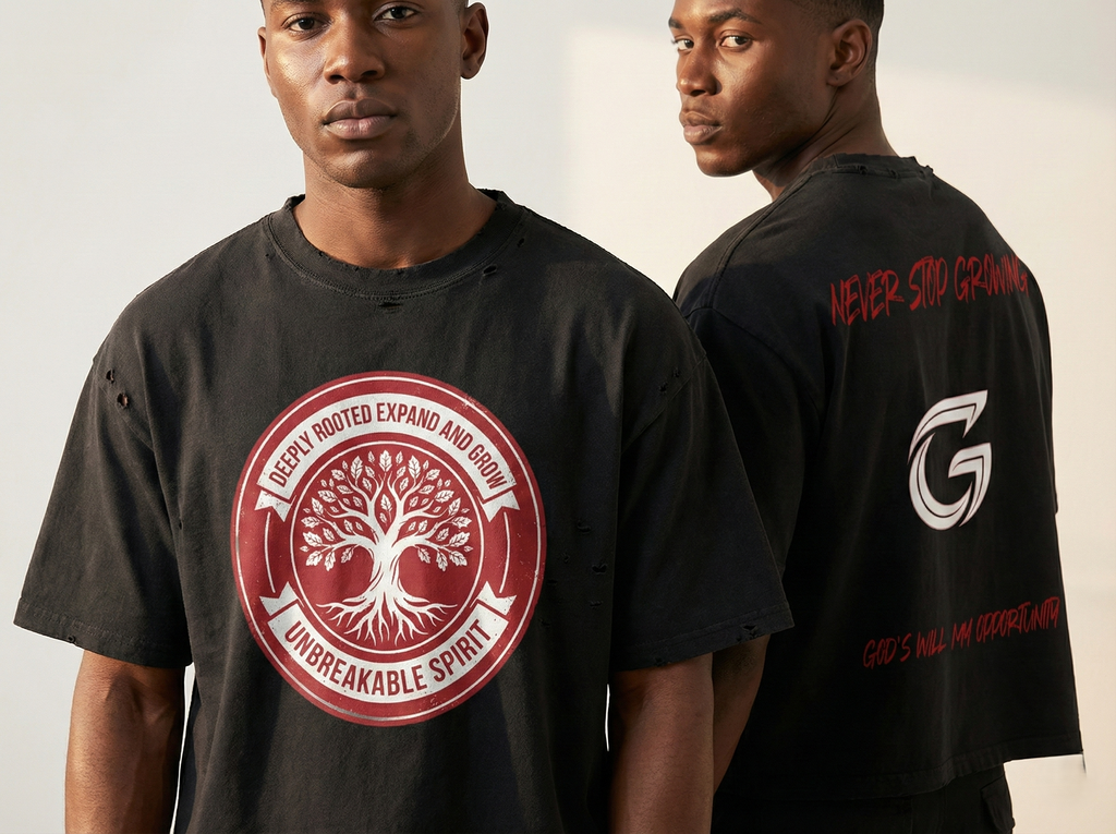 The G.W.M.O. 'Roots & Rise' Distressed Tee | Boxy Men's Tee
