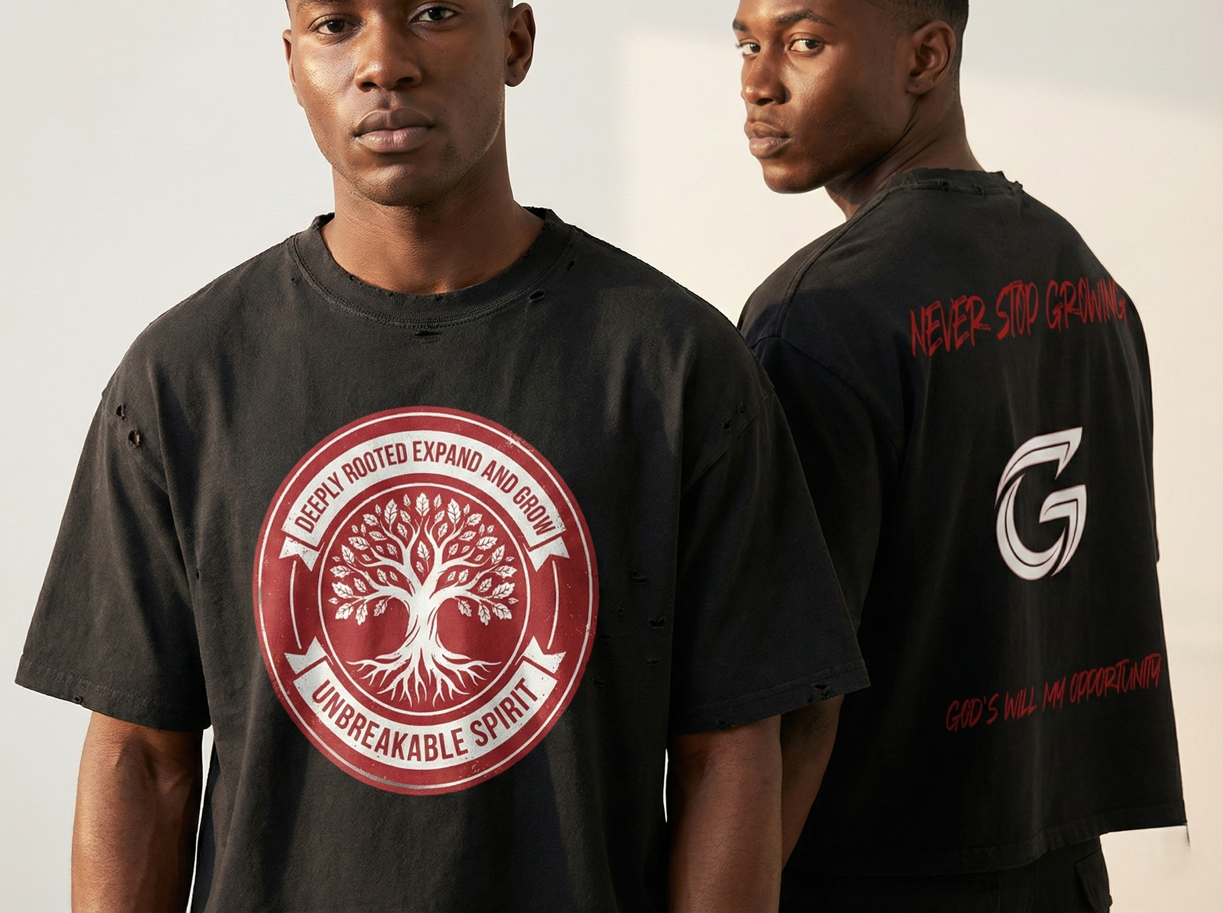 The G.W.M.O. 'Roots & Rise' Distressed Tee | Boxy Men's Tee