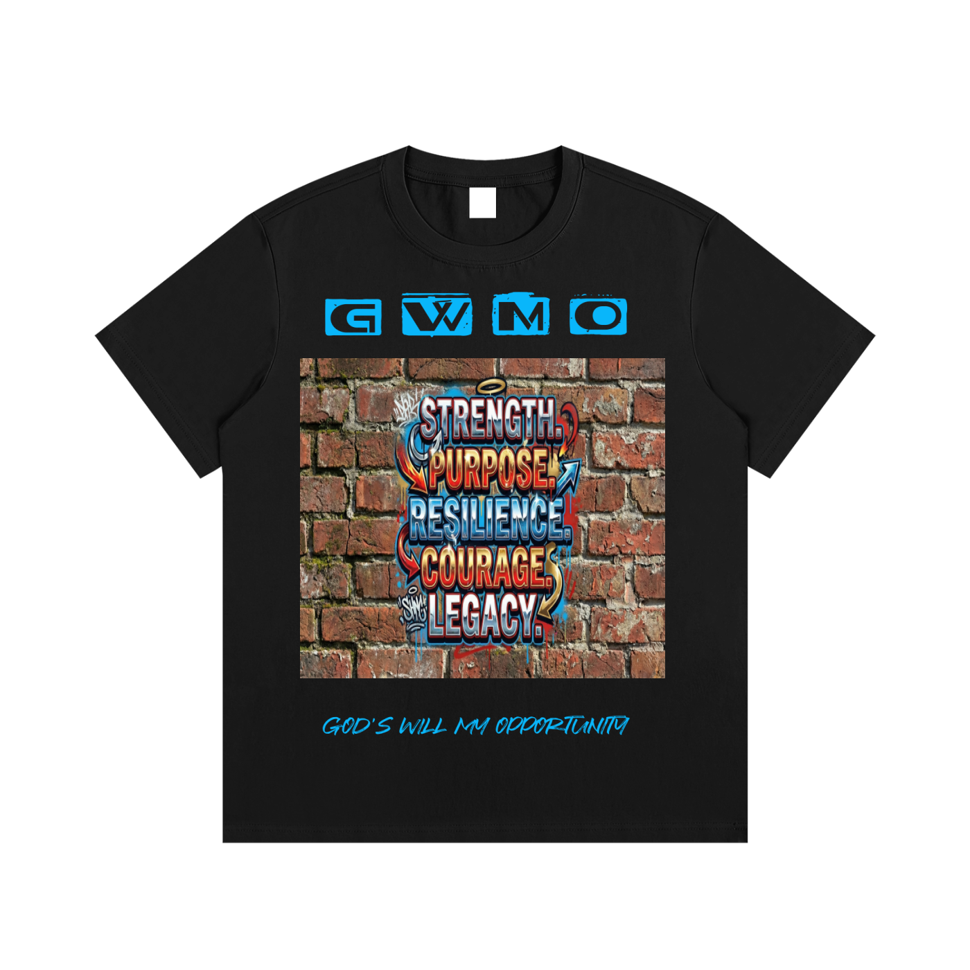 GWMO "Foundations" Urban Graffiti Tee | Strength, Purpose, Legacy | Men's Tee